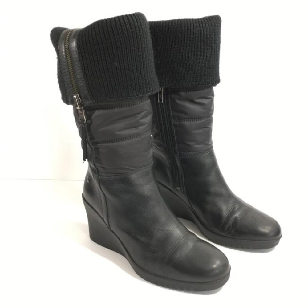 Black Leona Wedge Quilted Fold Over S/N 1944 - Rare Edition Boots